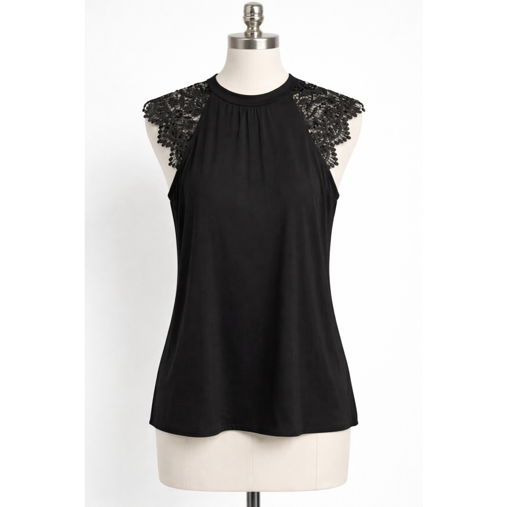 Express Black Off-Shoulder Lace Shoulder Arm Tie Blouse Size Large NWOT Office